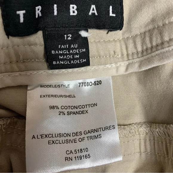 Tribal tan size 12 cropped pants zippers on the backs of the legs real pockets - Picture 3 of 8